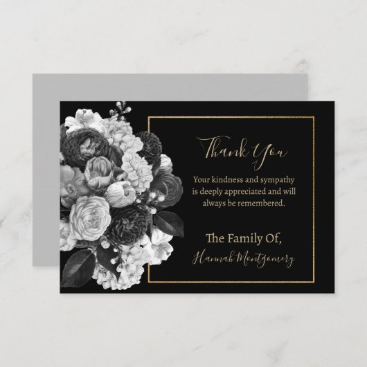 Schwarzes Beileid Mitteilungskarte (Vorne/Hinten)