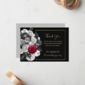 Schwarzes Beileid (rote Rose) Mitteilungskarte (Vorderseite/Rückseite Beispiel)