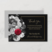 Schwarzes Beileid (rote Rose) Mitteilungskarte (Vorne/Hinten)