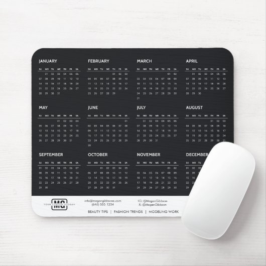 Schwarzes benutzerdefinierbares 2024 Calendar Init Mousepad (Mit Mouse)