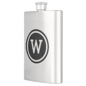 Schwarzes beringtes Kreis-Monogramm Flachmann (Links)