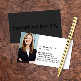 Schwarzes Berufliches Minimalistisches Foto Visitenkarte