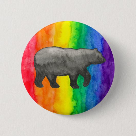 Schwarzes betreffen Regenbogen-Wäsche-Knöpfe Button (Vorderseite)