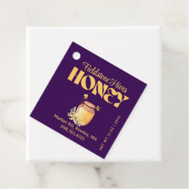 Schwarzes Bienenhonig Etikett Metallisch Gold Text Geschenkanhänger