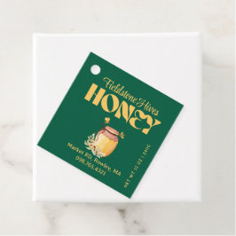 Schwarzes Bienenhonig Etikett Metallisch Gold Text Geschenkanhänger