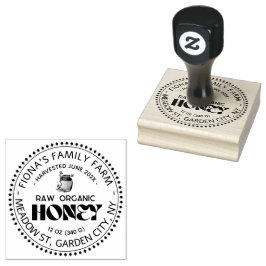 Schwarzes Bienenhonig Etikett Metallisch Gold Text Gummistempel