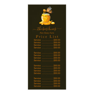 Schwarzes Bienenhonig-Label Metallic Gold Text Werbekarte