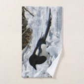 Schwarzes Billed Rocky Mountain Magpie Handtuch Se Badhandtuch Set (Handtuch)