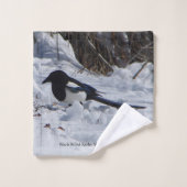 Schwarzes Billed Rocky Mountain Magpie Handtuch Se Badhandtuch Set (Waschlappen)