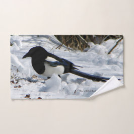 Schwarzes Billed Rocky Mountain Magpie Handtuch Se Badhandtuch Set