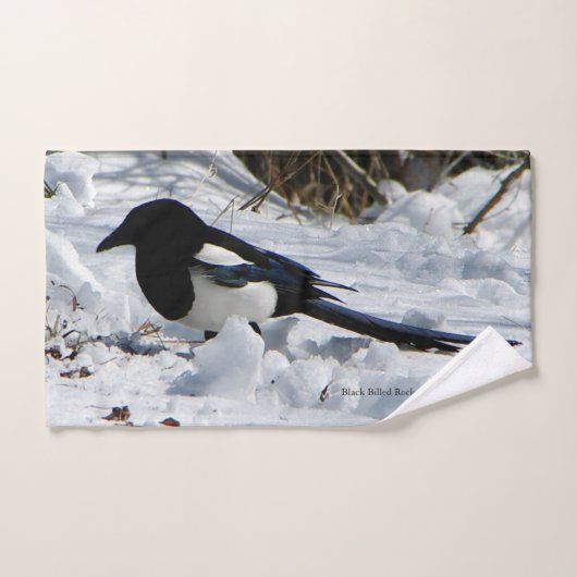 Schwarzes Billed Rocky Mountain Magpie Handtuch Se Badhandtuch Set (Handtuch)