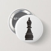Schwarzes Bischofsschachstück Button (Vorne & Hinten)