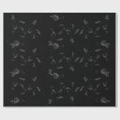 Schwarzes Blatt-Blumenrebe-Muster auf Schwarzem Geschenkpapier (Flach)