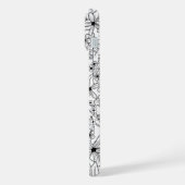 Schwarzes Blatt, handgezeichnet, floralweiß und Mo iPhone Hülle (Linke Seite)