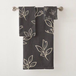 Schwarzes Blatt-Handtuch-Set | Moderne Baddekorati Badhandtuch Set