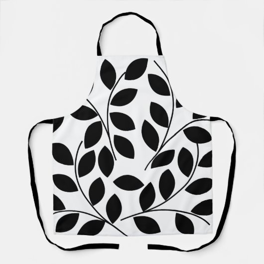 Schwarzes Blätter Muster Schürze (Vorderseite)
