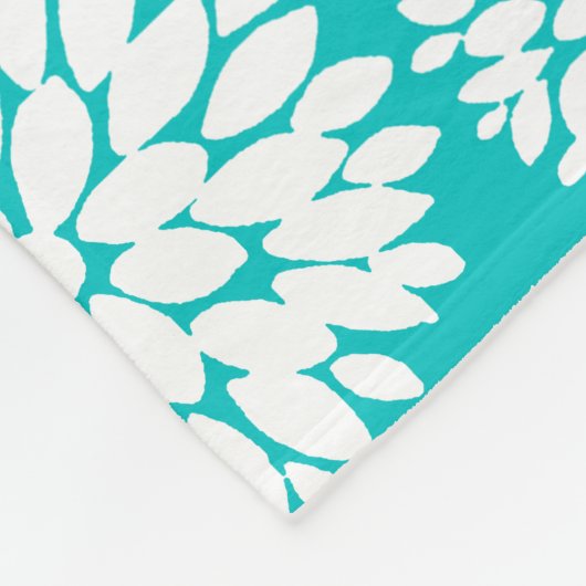 Schwarzes Blau blüht Zickzack Monogramm Fleecedecke (Ecke)