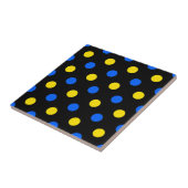Schwarzes Blau Gelbes Punkte-Design  Fliese (Seite)