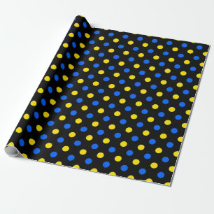 Schwarzes Blau Gelbes Punkte-Design  Geschenkpapier