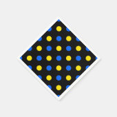 Schwarzes Blau Gelbes Punkte-Design Serviette (Ecke)