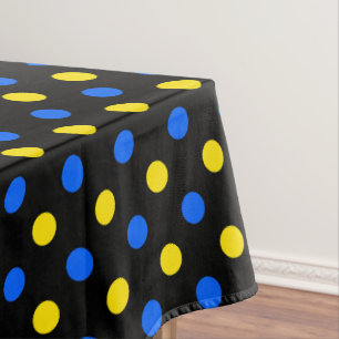 Schwarzes Blau Gelbes Punkte-Design Tischdecke
