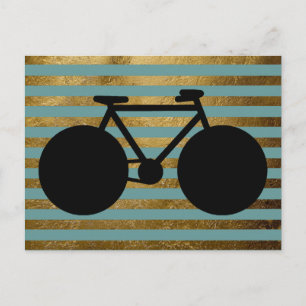 schwarzes, blau-goldfarbenes gestreiftes Fahrrad Postkarte