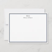 Schwarzes Blau Mit Monogramm Mitteilungskarte (Vorderseite)