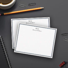 Schwarzes Blau Mit Monogramm Mitteilungskarte