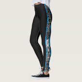 Schwarzes blaues abstraktes geometrisches Muster Leggings (Links)