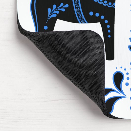 Schwarzes/blaues VolksDala Pferd/Volksfriesisches Mousepad (Ecke)
