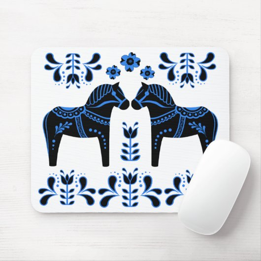 Schwarzes/blaues VolksDala Pferd/Volksfriesisches Mousepad (Mit Mouse)