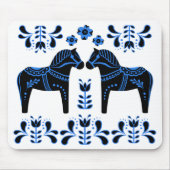 Schwarzes/blaues VolksDala Pferd/Volksfriesisches Mousepad (Vorne)