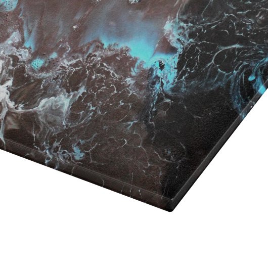 Schwarzes blaues Weiß gemarmortes Farbenmuster Schneidebrett (Ecke)