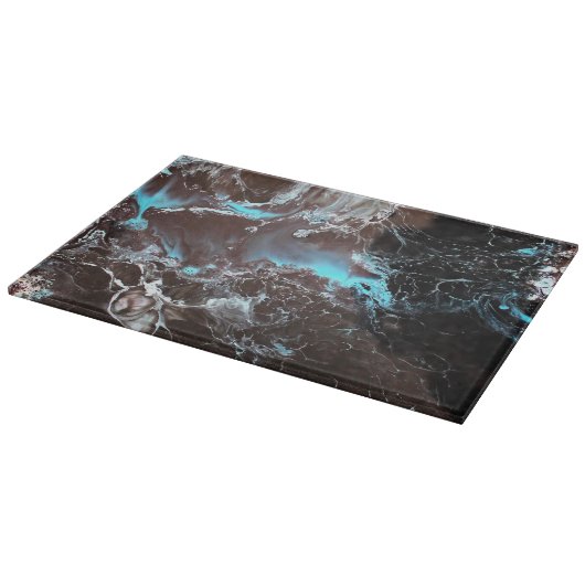 Schwarzes blaues Weiß gemarmortes Farbenmuster Schneidebrett (Ecke)