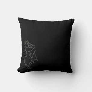 Schwarzes Blinky-Bat-Kissen mit Umriss Kissen