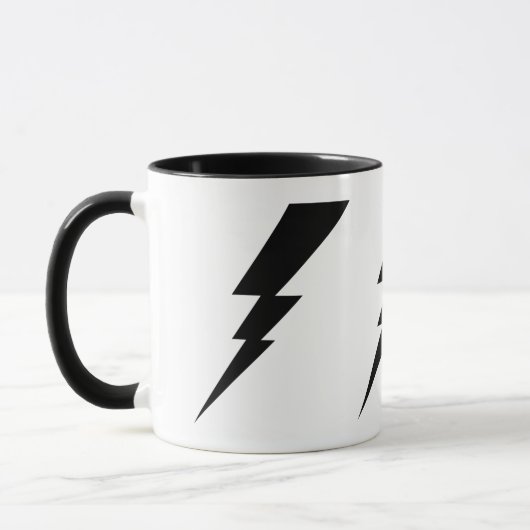 Schwarzes Blitz Blitzschlag Tasse. Tasse (Links)