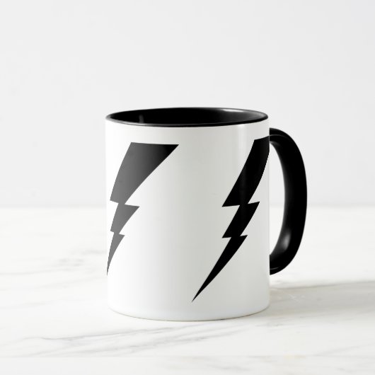 Schwarzes Blitz Blitzschlag Tasse. Tasse (VorderseiteRechts)