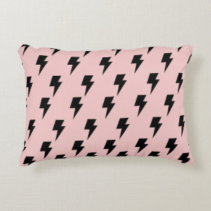 Schwarzes Blitz Pink Hintergrund Y2K Muster Dekokissen
