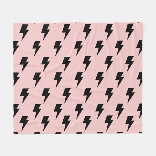 Schwarzes Blitz Pink Hintergrund Y2K Muster Fleecedecke (Vorderseite (Horizontal))