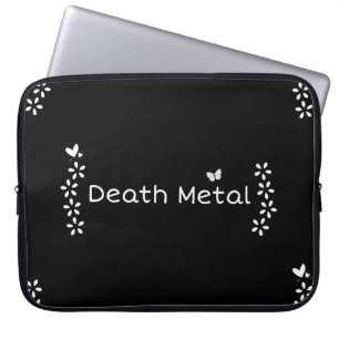 Schwarzes Blumen-"Death Metal" mit Schmetterlingen Laptopschutzhülle
