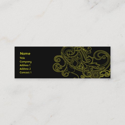 Schwarzes Blumen - dünn Mini Visitenkarte (Vorderseite)