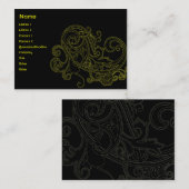 Schwarzes Blumen - mollig Visitenkarte (Vorne/Hinten)
