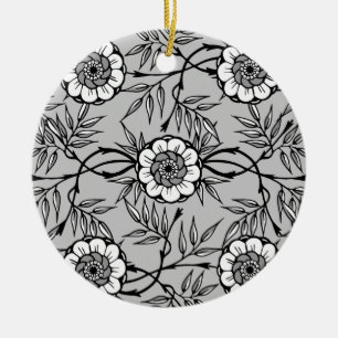 Schwarzes Blumen-Muster Keramikornament