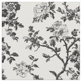 Schwarzes Blumen-Zweig-Toile-Muster Stoff