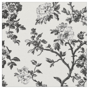 Schwarzes Blumen-Zweig-Toile-Muster Stoff