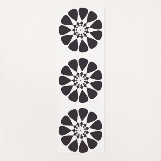 Schwarzes Blumendesign Yogamatte (Vorderseite)