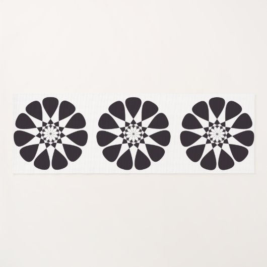 Schwarzes Blumendesign Yogamatte (Vorderseite (Horizontal))