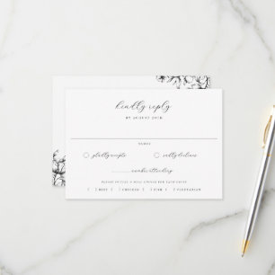 Schwarzes Blumengericht RSVP Karte