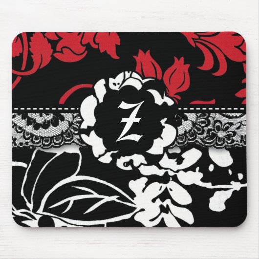 SCHWARZES BLUMENmonogramm 311-RED Mousepad (Vorne)