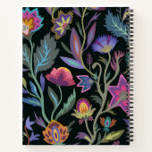 Schwarzes Blumenmuster Feminine Erstklassige Schwa Notizblock (Rückseite)